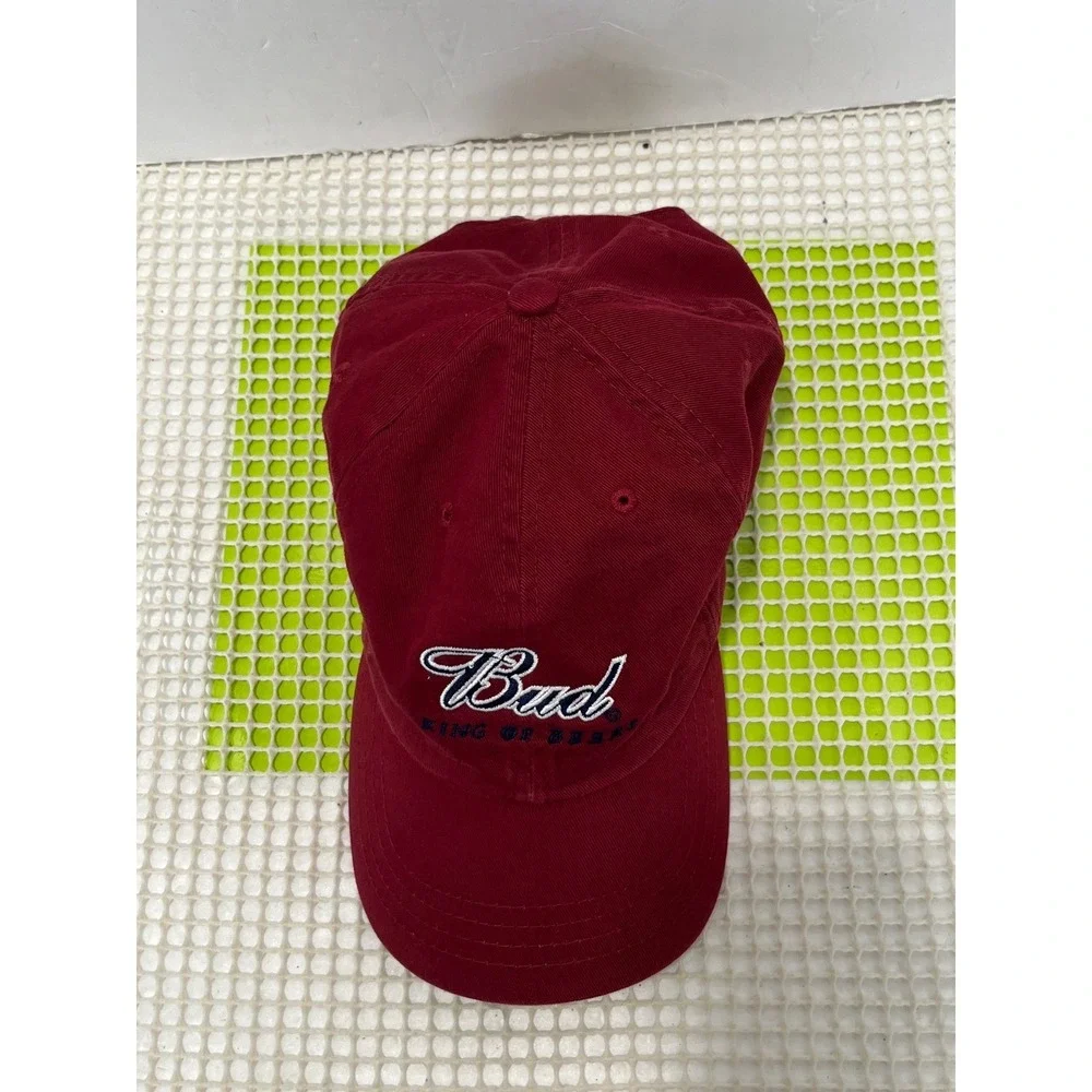 Budweiser King of Beers Hat Maroon Red Cotton Adjustable Strapback Dad Cap Logo